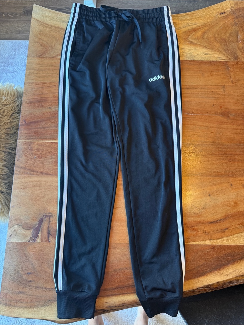 adidas Black Jogger Sweatpants with White Three-Stripes